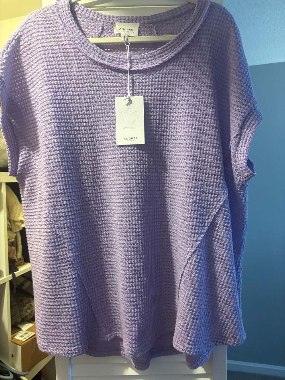 Andrée By Unit Go Abroad Top Waffle Knit Lavender Orchid M